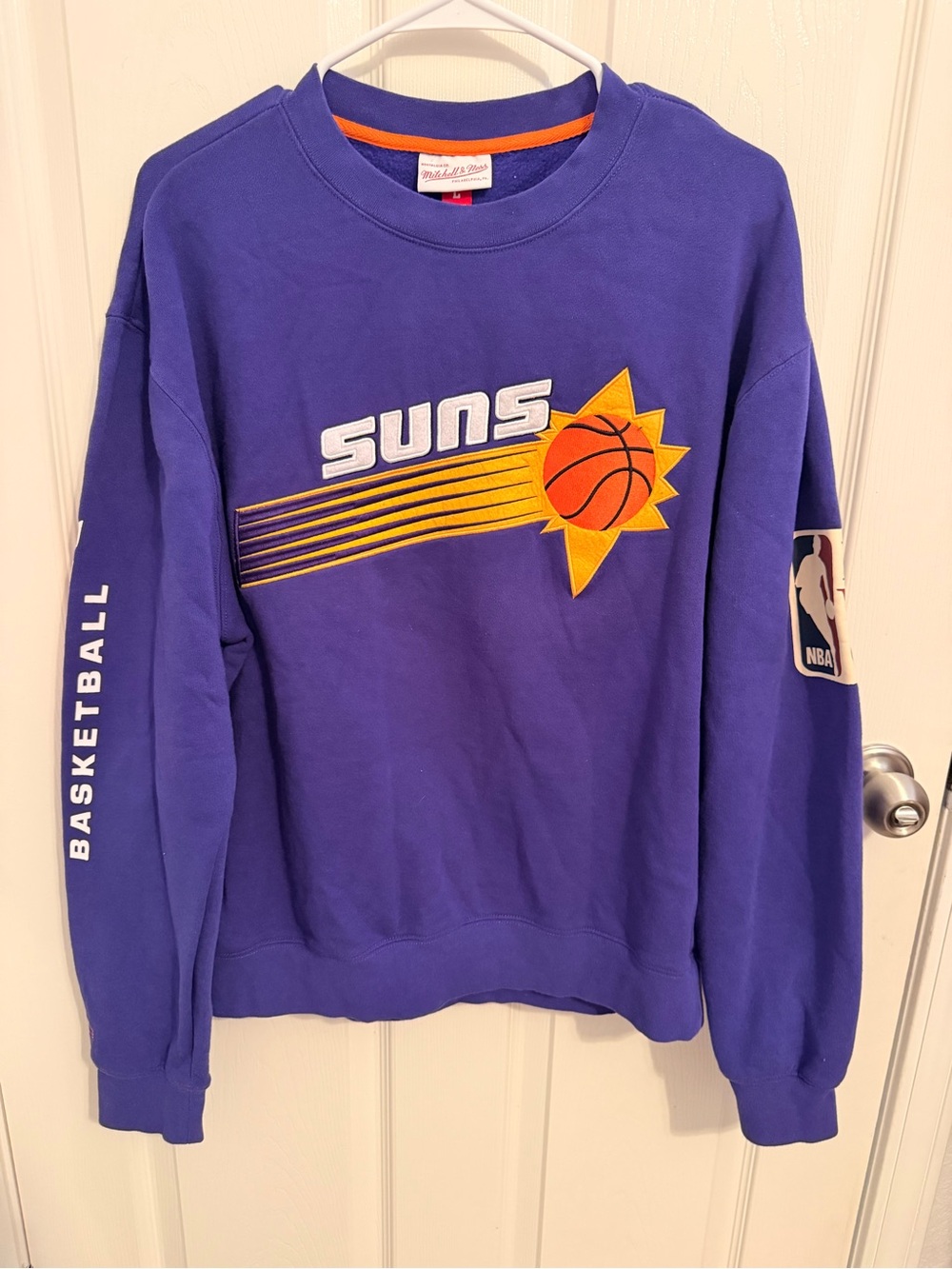 Mitchell & Ness Purple and Orange Phoenix Suns Basketball Crewneck Sweatshirt